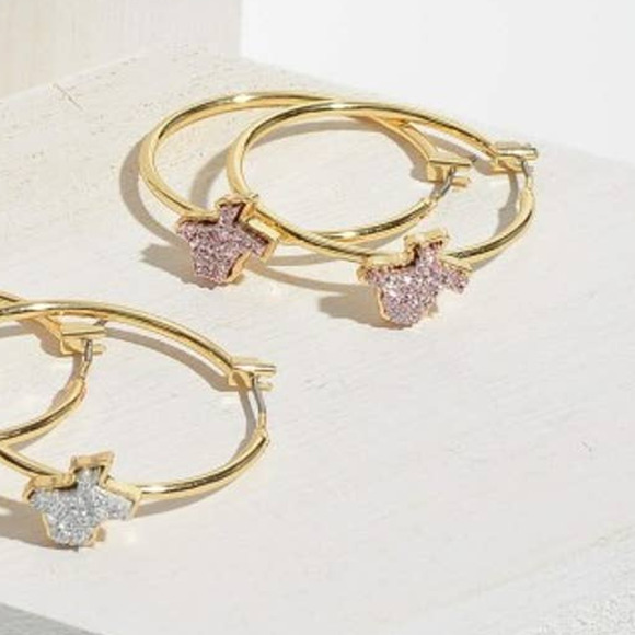 Rose Gold Pink Druzy Texas State Hoops - Picture 2 of 3